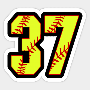 Fastpitch Softball Number 37 #37 Softball Shirt Jersey Uniform Favorite Player Biggest Fan Sticker